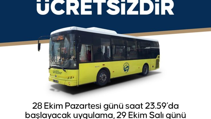 Cumhuriyet Bayramında Ulaşım Ücretsiz!